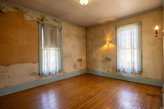 empty room with hardwood / wood-style flooring