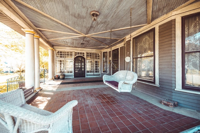 view of terrace with french doors