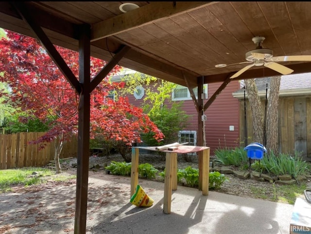 view of patio / terrace with ceiling fan