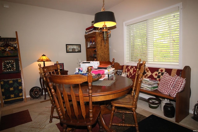 view of carpeted dining room