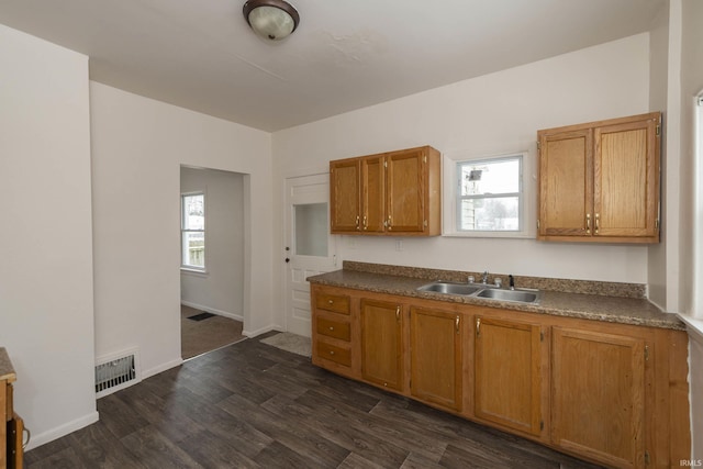 kitchen featuring dark hardwood / wood-style flooring and sink