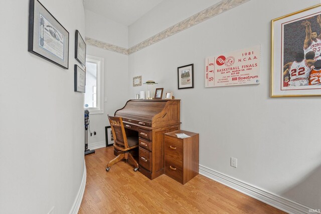 office area featuring hardwood / wood-style floors