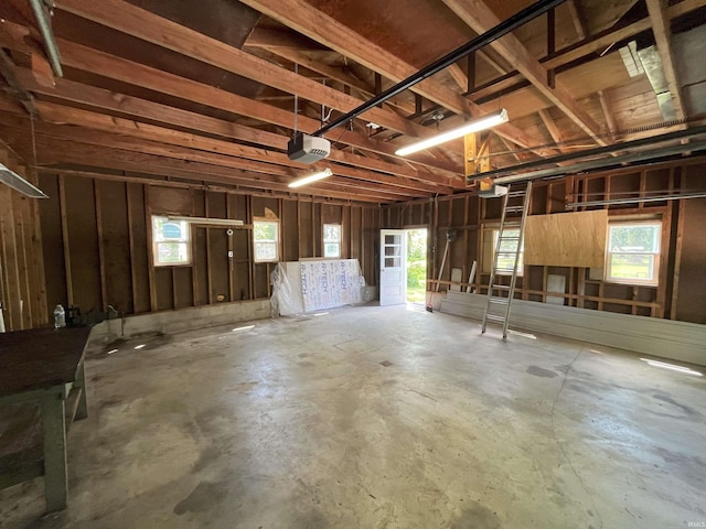 garage with a garage door opener