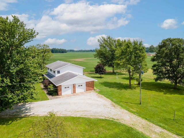 aerial view with a rural view