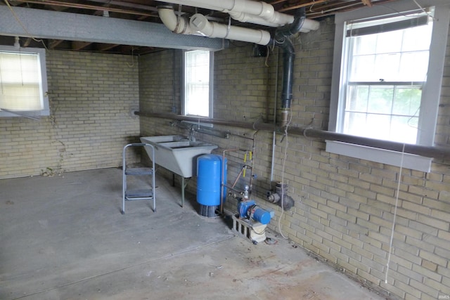 basement with sink