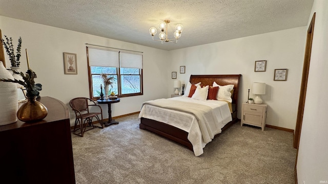 0 N State Road 450, Shoals, IN 47581 - carpeted bedroom featuring a chandelier, a textured ceiling, and baseboards