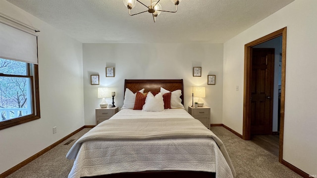 0 N State Road 450, Shoals, IN 47581 - bedroom featuring carpet floors, a chandelier, baseboards, and a textured ceiling