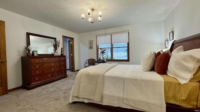 0 N State Road 450, Shoals, IN 47581 - bedroom with carpet floors, a chandelier, baseboards, and a textured ceiling
