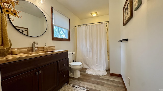 0 N State Road 450, Shoals, IN 47581 - full bath with vanity, wood finished floors, toilet, and shower / bath combination with curtain