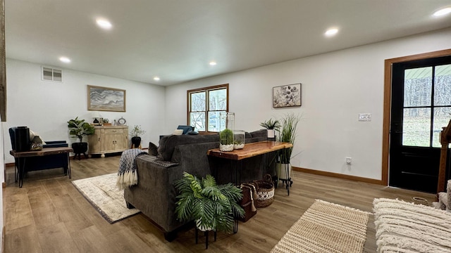 0 N State Road 450, Shoals, IN 47581 - living room featuring wood finished floors, recessed lighting, and baseboards