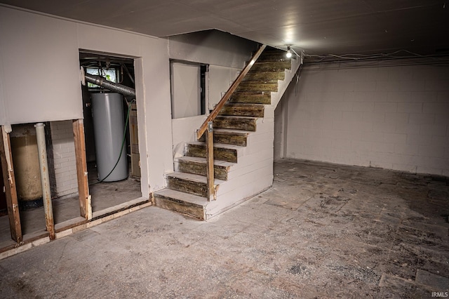 basement with water heater