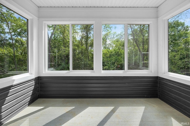 view of unfurnished sunroom