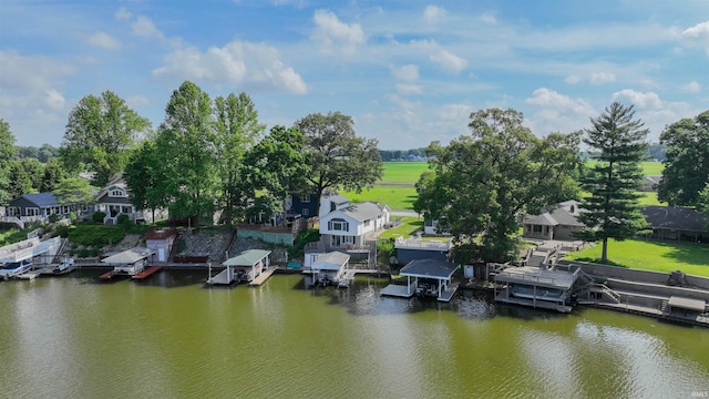 view of dock featuring a water view