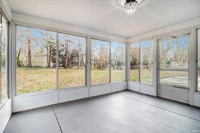 view of unfurnished sunroom