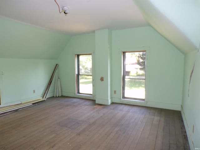 bonus room featuring hardwood / wood-style floors, plenty of natural light, and lofted ceiling