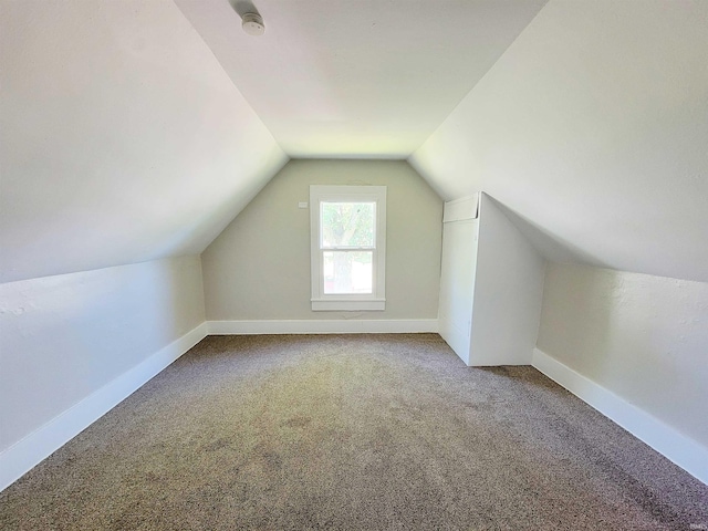 bonus room with carpet and vaulted ceiling