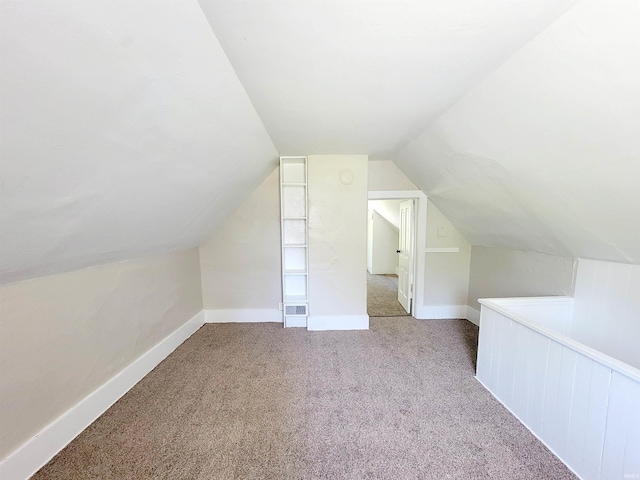 additional living space with carpet and lofted ceiling