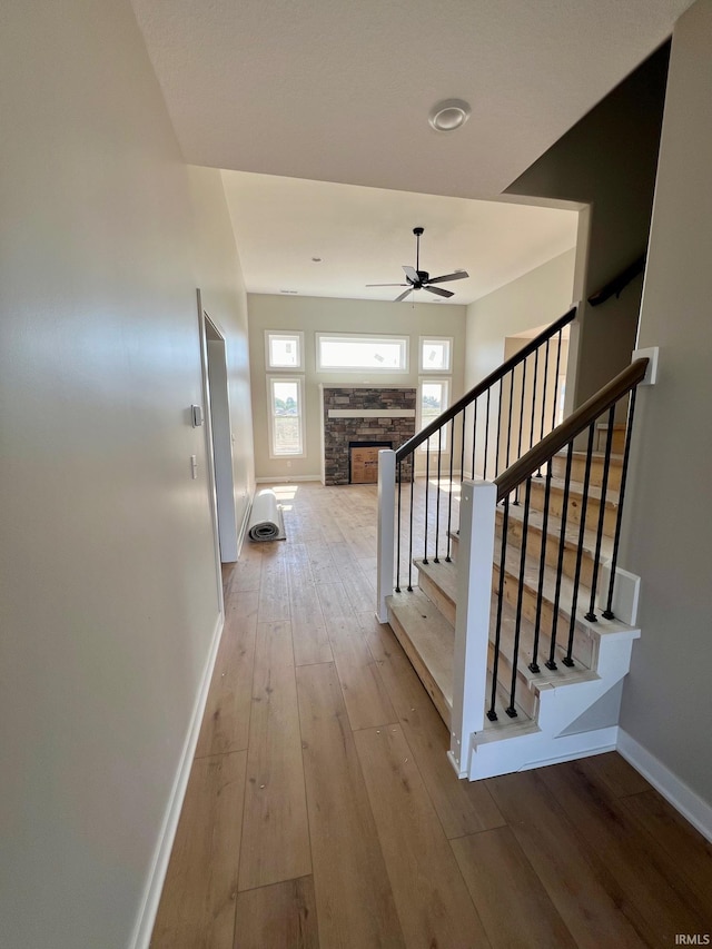 hall with light hardwood / wood-style flooring