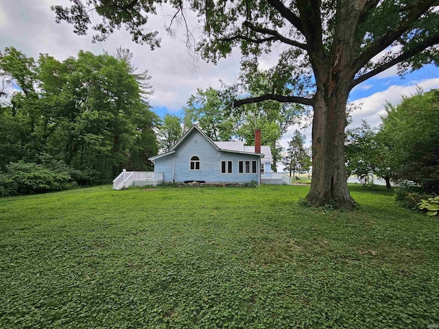 view of yard with a deck