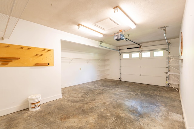 garage with a garage door opener