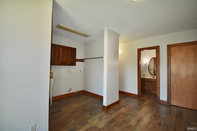 interior space with dark hardwood / wood-style flooring