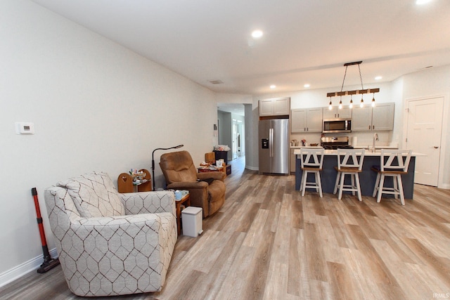 living room featuring light hardwood / wood-style floors