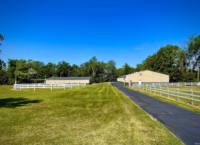 view of yard with a rural view