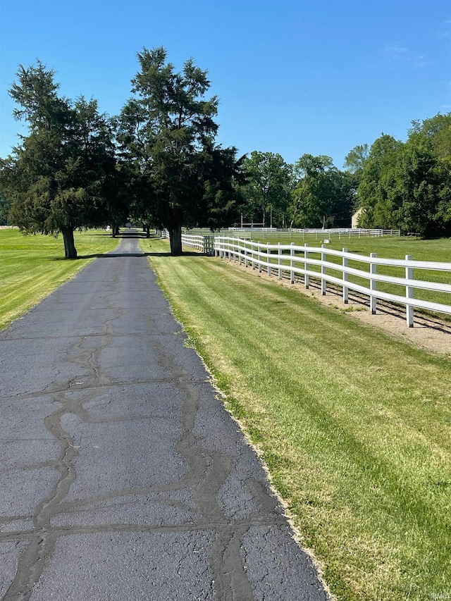 view of road featuring a rural view