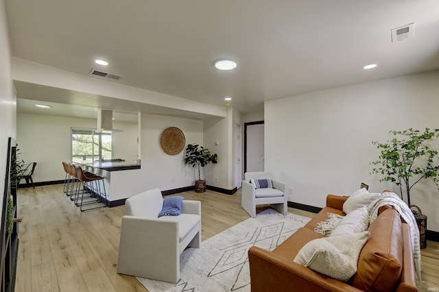 living room featuring light hardwood / wood-style floors