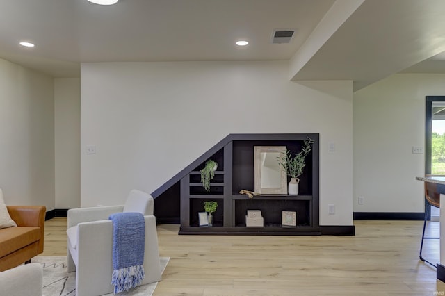 interior space with light hardwood / wood-style floors