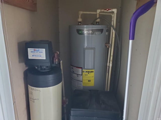 utility room featuring water heater