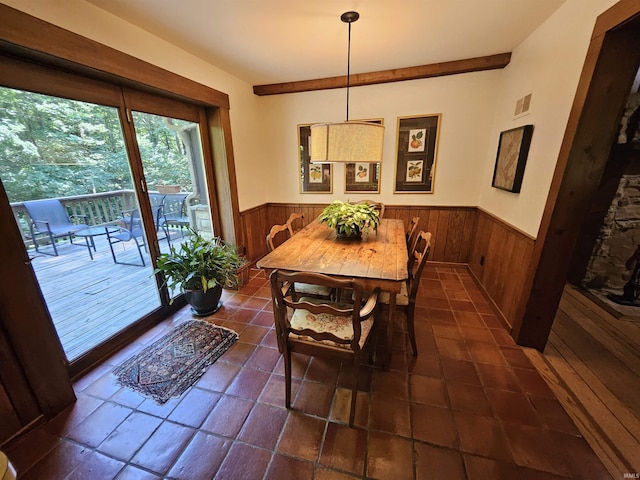 view of tiled dining space