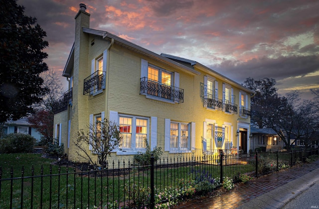 view of property exterior at dusk