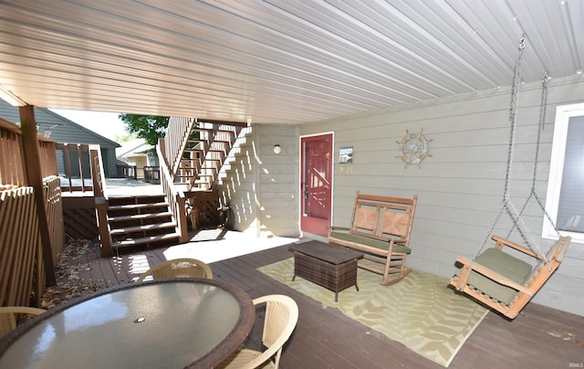 view of patio featuring a wooden deck