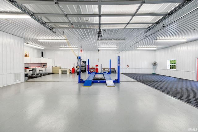 garage featuring metal wall