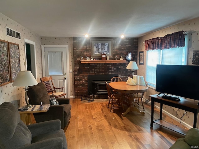 living room featuring light wood-type flooring