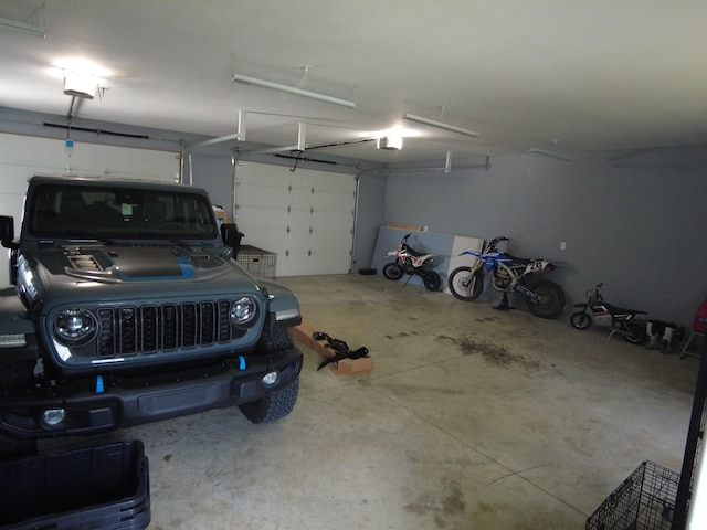 garage with a garage door opener