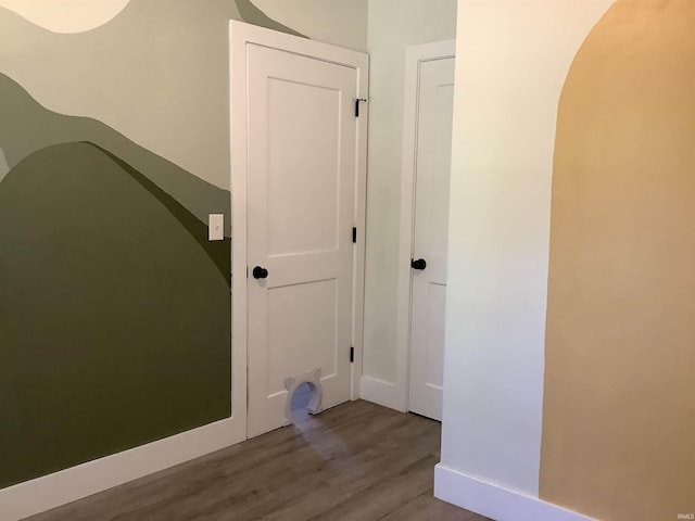 hallway featuring wood-type flooring