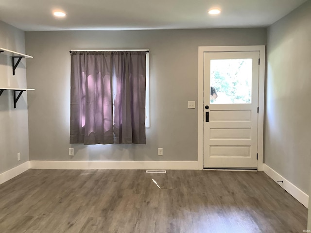 entrance foyer featuring dark hardwood / wood-style flooring