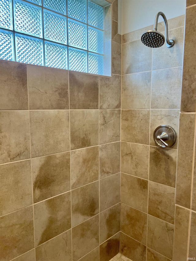 interior details featuring tiled shower