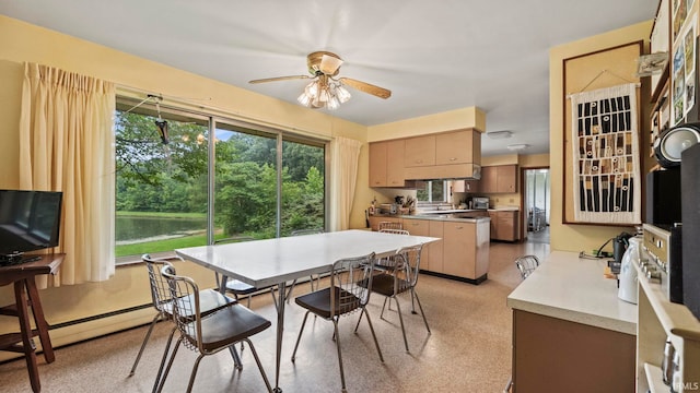 kitchen with ceiling fan