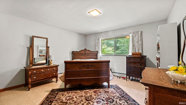 bedroom featuring a baseboard radiator