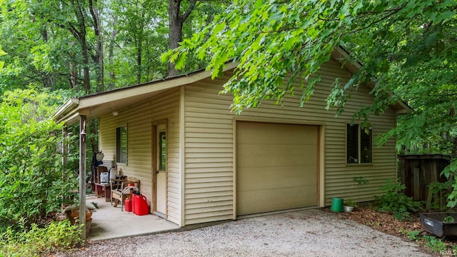 view of garage