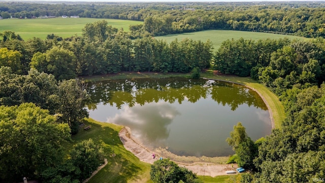 bird's eye view with a rural view and a water view