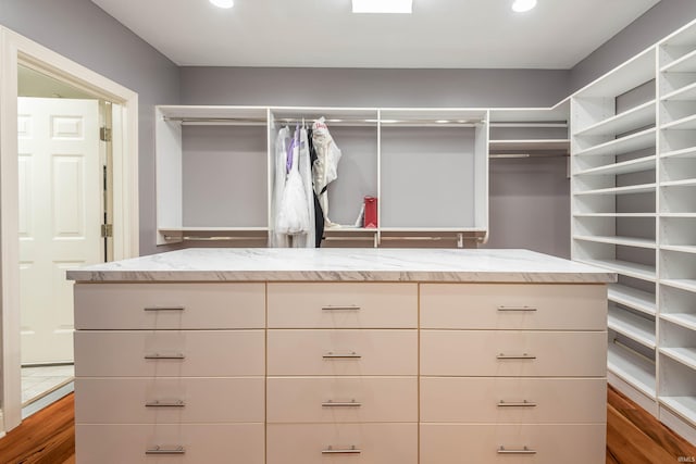 spacious closet with hardwood / wood-style flooring