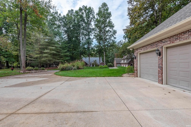 view of patio featuring a garage