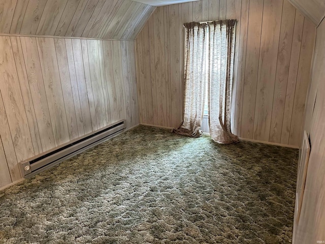 additional living space featuring wood walls, wooden ceiling, and vaulted ceiling