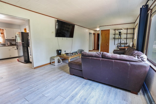 living room with light wood-type flooring