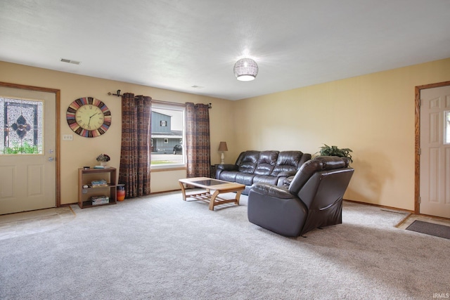 living room with carpet floors