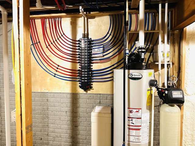 utility room featuring gas water heater